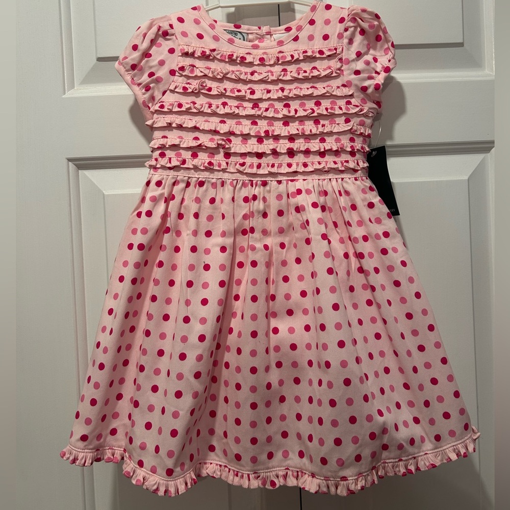 Laura Ashley Pink Polka Dot Ruffle Dress- 24 months- NWT